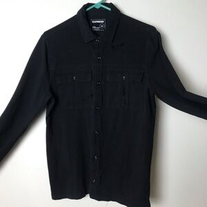 Men’s express button down shirt. Size M. Black stretch moisture wicking.